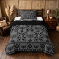 thumbnail image 1 of Manfei Vintage Gothic Death Moth Twin Comforter Sets, Aztec Tribal Damask Bedding Set, Gray Black, Black Reversible 2 Pieces, 1 Comforter and 1 Pillowcase, 1 of 6