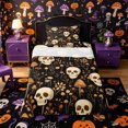 thumbnail image 1 of Manfei Vintage Gothic Skull Mushroom Twin Sheets 3pcs, Botanical Flower Happy Halloween Bedding, Orange Black Beige,1 Fitted Sheet, 1 Flat Sheet and 1 Pillowcase, 1 of 5