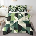 thumbnail image 1 of Manfei Vintage Green Square Twin Bedding Sets 7-Piece, Chic Triangle Geometric Bedding Comforter Set, Abstract Ombre Reversible Sheet Sets, Ultra Soft Home Decor, 1 of 7