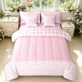 thumbnail image 1 of Manfei Vintage Grid 7pcs Queen Bedding,Kawaii Polka Dot Bedding Comforter Set Queen,Light Pink,Pink Reversible, 1 of 7