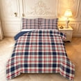 thumbnail image 1 of Manfei Vintage Grid Full Size Comforter Sets,Modern Check Bedding Comforter Set,Beige Red Blue,Navy Blue Reversible,3 Pieces,1 Comforter and 2 Pillowcases,3 Pieces,1 Comforter and 2 Pillowcases, 1 of 7