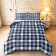thumbnail image 1 of Manfei Vintage Grid King Size Comforter Sets,Modern Check Comforters King Size,Navy Gray White,Navy Blue Reversible,3 Pieces,1 Comforter and 2 Pillowcases,3 Pieces,1 Comforter and 2 Pillowcases, 1 of 7