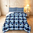 thumbnail image 1 of Manfei Vintage Grid Queen Comforter Set,Kawaii Polka Dot Comforter Sets Queen,Blue Black,Reversible,3 Pieces,1 Comforter and 2 Pillowcases,3 Pieces,1 Comforter and 2 Pillowcases, 1 of 7