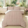 thumbnail image 1 of Manfei Vintage Grid Queen Comforter Set,Modern Check Comforter Sets Queen,Brown,Reversible,3 Pieces,1 Comforter and 2 Pillowcases,3 Pieces,1 Comforter and 2 Pillowcases, 1 of 7