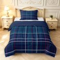 thumbnail image 1 of Manfei Vintage Grid Twin Comforter Sets,Modern Check Bedding Set,Navy Teal,Navy Blue Reversible,2pcs,1 Comforter and 1 Pillowcase,2pcs,1 Comforter and 1 Pillowcase, 1 of 7