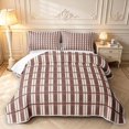 thumbnail image 1 of Manfei Vintage Grid Twin Quilt Set,Classic Stripes Twin Coverlet Set,Red Brown,2pcs,1 Bedspread and 1 Pillowcase, 1 of 7