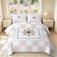 thumbnail image 1 of Manfei Vintage Grid Twin Quilt Set,Coastal Nautical Twin Coverlet Set,Light Pink White,2pcs,1 Bedspread and 1 Pillowcase, 1 of 7