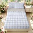thumbnail image 1 of Manfei Vintage Grid Zipper Full Size Comforter Sets with Fitted Sheet and 2 Pillowcases,Modern Checkered Zipper Bedding Set,Blue White,Light Gray Reversible,4pcs, 1 of 8