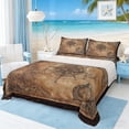 thumbnail image 1 of Manfei Vintage Leather Nautical Compass Map Full Size Sheets for Kids Boys and Girls, Coastal Sailing Print Bed Sheets 4-Piece, 1 Flat Sheet, 1 Fitted Sheet and 2 Pillowcases, 1 of 6