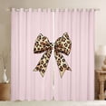 thumbnail image 1 of Manfei Vintage Leopard Print Bow Blackout Curtains Set of 2 (52x84 Each) for Teens Girls,Brown Cheetah Print Bowknot Window Curtains for Kids,Lightweight Room Decor, 1 of 6