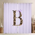 thumbnail image 1 of Manfei Vintage Leopard Print Letter Monogrammed B Black Out Curtains for Girls Women,Purple Ribbon Bow Knot Curtains Pack of 2 (42x63 Each) for Kids Teens,Super Cozy Room Decor, 1 of 6