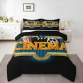 thumbnail image 1 of Manfei Vintage Movie Queen Comforter Set for Kid, Theater Film Bedding Comforter Set, Black Blue Stripes Reversible Bedding Set, Lightweight Room Decor, 3 Pieces, 1 of 8