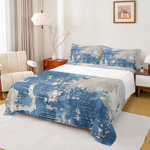 Manfei Vintage Oil Printing Bed Sheets, Blue Abstract Ombre King Sheets, Teens Kids Adult Men Women Sheet Set, Luxury Bedroom Decor, 4-Piece