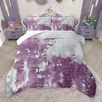 Manfei Vintage Oil Printing Bedding Comforter Set, Plum Abstract Ombre Twin Comforter Sets, Teens Kids Adult Men Women Reversible Bedding Set, Microfiber Bedroom Decor, 2-Piece