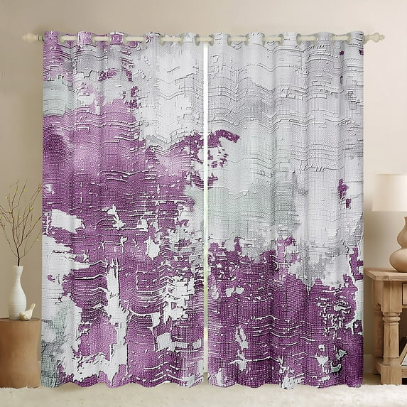 Manfei Vintage Oil Printing Black Out Curtains, Plum Abstract Ombre Curtains Pack of 2 (42x63 Each), Teens Kids Adult Men Women Bedroom Curtains, Curtains and Drapes Decor