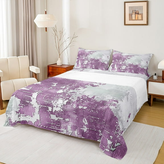 Manfei Vintage Oil Printing Twin Sheet Sets, Plum Abstract Ombre Twin Fitted Sheet, Teens Kids Adult Men Women Flat Sheet, Microfiber Bedroom Decor, 3-Piece