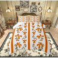 thumbnail image 1 of Manfei Vintage Orange Bowknot Queen Comforter Set for Girls, Mid Century French Flower Bedding Sets, Stripes Abstract Reversible Bedding Comforter Set, Super Cozy Room Decor, 3 Pieces, 1 of 9