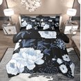 thumbnail image 1 of Manfei Vintage Peony Bedding Comforter Set 7-Piece, Black Blue Flower King Bedding Sets, Retro Blossoms Bed Sheets, Ultra Soft Room Decor, 1 of 8