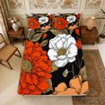 thumbnail image 1 of Manfei Vintage Peony Bloom Fitted Sheet Full 3 Pieces,Oriental Floral Bed Set,1 Fitted Sheet and 2 Pillowcases, 1 of 6