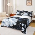 thumbnail image 1 of Manfei Vintage Peony Full Size Sheets 4pcs, Black Blue Flower Bed Sheets, Retro Blossoms Sheet Sets, Ultra Soft Room Decor, 1 of 7