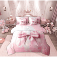 thumbnail image 1 of Manfei Vintage Pink Bowknot Twin Bedding Sets 7-Piece, Oil Printing Artwork Bedding Comforter Set, Teens Girls Kids Reversible Sheet Sets, Breathable Home Decor, 1 of 7