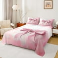 thumbnail image 1 of Manfei Vintage Pink Bowknot Twin Sheet Sets, Oil Printing Artwork Twin Fitted Sheet, Teens Girls Kids Flat Sheet, Breathable Home Decor, 3pcs, 1 of 7