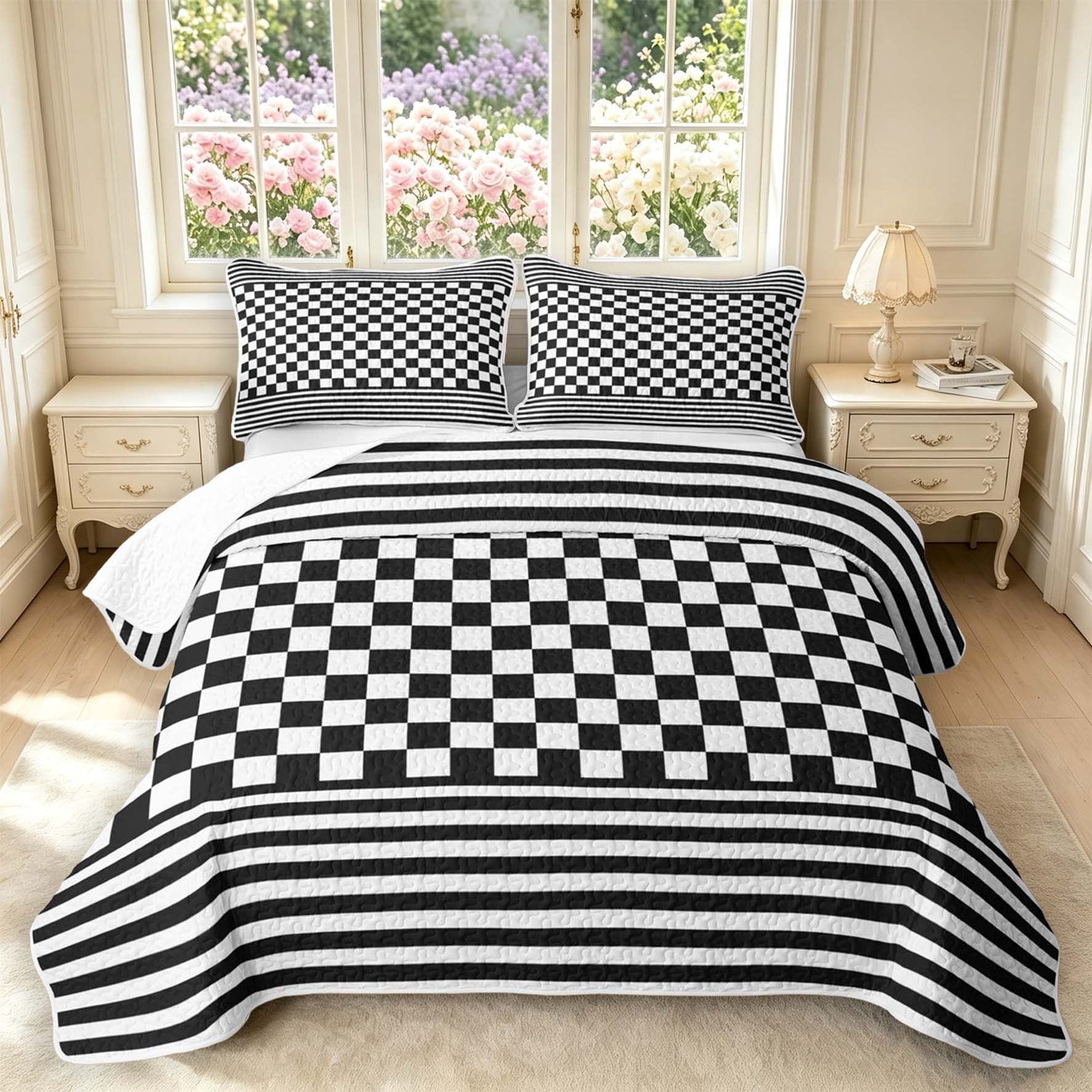 Manfei Vintage Plaid Quilt Full,Rustic Stripes Full Bedspread Sets ...
