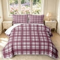 thumbnail image 1 of Manfei Vintage Plaid Quilt King,Retro Grid King Coverlet Set,Red,3-Piece,1 Bedspread and 2 Pillowcases, 1 of 7