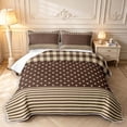 thumbnail image 1 of Manfei Vintage Plaid Twin Quilt Set,Cute Polka Dot Twin Coverlet Set,Brown Yellow,2-Piece,1 Bedspread and 1 Pillowcase, 1 of 7