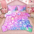 thumbnail image 1 of Manfei Vintage Purple Ribbon 7-Piece Bedding Comforter Set for Kids, Chic Cheetah Print King Bedding Sets, Fashion Bowknot Rainbow Reversible Bed Sheets, Lightweight Room Decor, 1 of 8