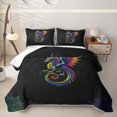 thumbnail image 1 of Manfei Vintage Rainbow Dragon Animals Quilt Full,Retro Flower Full Bedspread Sets,Black,3pcs,1 Coverlet and 2 Pillowcases, 1 of 7