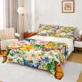 thumbnail image 1 of Homewish Vintage Rustic Floral Bed Sheets, Cartoon Butterfly Animal King Sheets, Western Farmhouse Sheet Set, Lightweight Room Decor, 4-Piece, 1 of 7