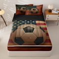 thumbnail image 1 of Manfei Vintage Soccer Zipper Twin Comforter Sets with Fitted Sheet and 2 Pillowcases,American Flag Zipper Bedding Set,Black Reversible,4pcs, 1 of 8