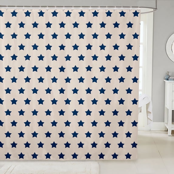 Manfei Vintage Stars Shower Curtain 72Wx72L,Galaxy Theme Bathroom Curtain,Navy Cream