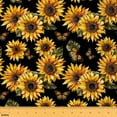 thumbnail image 1 of Manfei Vintage Sunflower Sewing & Crafting Fabric (1 Yard) for Female, Black Orange Home Decor Fabric by the Yard, Oil Painting Flower DIY Fabric, 1 of 6