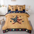 thumbnail image 1 of Manfei Vintage USA Flag 7pcs Queen Bedding,Red Navy Stars Bedding Comforter Set Queen,Navy Blue Reversible, 1 of 7