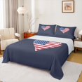 thumbnail image 1 of Manfei Vintage Us Flag Heart Queen Sheets,Navy Queen Sheet Sets,4 Pieces,1 Flat Sheet, 1 Fitted Sheet and 2 Pillowcases, 1 of 6