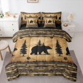 thumbnail image 1 of Manfei Vintage Wildlife 7 Pieces Full Size Bedding Sets,Cartoon Bear Full Size Bed in a Bag,Brown,Black Reversible, 1 of 7