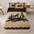 thumbnail image 1 of Manfei Vintage Wolf Checkered Zipper Full Size Comforter Sets with Fitted Sheet and 2 Pillowcases,Retro Pine Grid Zipper Bedding Set,Brown,Black Reversible,4pcs, 1 of 8