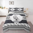 thumbnail image 1 of Manfei Vintage Wolf Print Full Size Comforter Sets,Gray Check Pine Bedding Comforter Set,Light Gray Reversible,3pcs,1 Comforter and 2 Pillowcases, 1 of 7