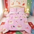 thumbnail image 1 of Manfei Vintage Xmas Pink Christmas Full Size Comforter Sets,Winter Holiday Bedding Comforter Set,Pink Reversible,3-Piece,1 Comforter and 2 Pillowcases, 1 of 7