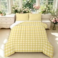 thumbnail image 1 of Manfei Vintage Yellow Grid Queen Comforter Set,Modern Check Comforter Sets Queen,Reversible,3 Pieces,1 Comforter and 2 Pillowcases,3 Pieces,1 Comforter and 2 Pillowcases, 1 of 7