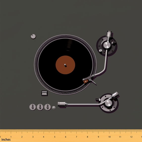 Turnadle Manfei Vinyl Turntable Fabric by the Yard 3 Yards, Amber Record Room ...