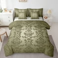 thumbnail image 1 of Manfei Vretro Damask Jacquard 7 Pieces Bedding Comforter Set,Baroque Flower Full Bedding Set,Green Floral Fitted Sheet Flat Sheet,Super Cozy Room Decoration Reversible, 1 of 8