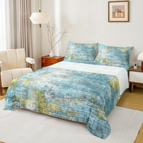 Manfei Watercolor Abstract Twin Sheet Sets,Modern Grunge Pastel Aesthetic Twin Fitted Sheet,Blue Green White Flat Sheet For Girl Kids,Breathable Home Decor,3-Piece