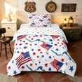 thumbnail image 1 of Manfei Watercolor American Flag Twin Comforter Sets, Patriotic Star Ribbon Bedding Set, Red Blue White, Polka Dots Reversible 2pcs, 1 Comforter and 1 Pillowcase, 1 of 6
