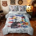 thumbnail image 1 of Manfei Watercolor Bald Eagle Full Size Bedding Sets, Grunge Flower US Flag Full Size Bed in a Bag, Gray Reversible 7 Pieces, 1 of 6