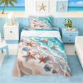 thumbnail image 1 of Manfei Watercolor Beach Wave Seashell Starfish Twin Sheet Sets for Kids Boys and Girls, Coastal Nautical Print Bedding 3-Piece, 1 Flat Sheet, 1 Fitted Sheet and 1 Pillowcase, 1 of 6