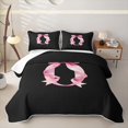 thumbnail image 1 of Manfei Watercolor Bow Letter O Quilt King for Girls, Black Pink Initial King Coverlet Set, 1 of 7