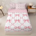 thumbnail image 1 of Manfei Watercolor Bow Zipper Twin Comforter Sets with Fitted Sheet and 2 Pillowcases For Girls,Pink Ribbon Bowknot Zipper Bedding Set For Kids,Pink Reversible,4-Piece, 1 of 7